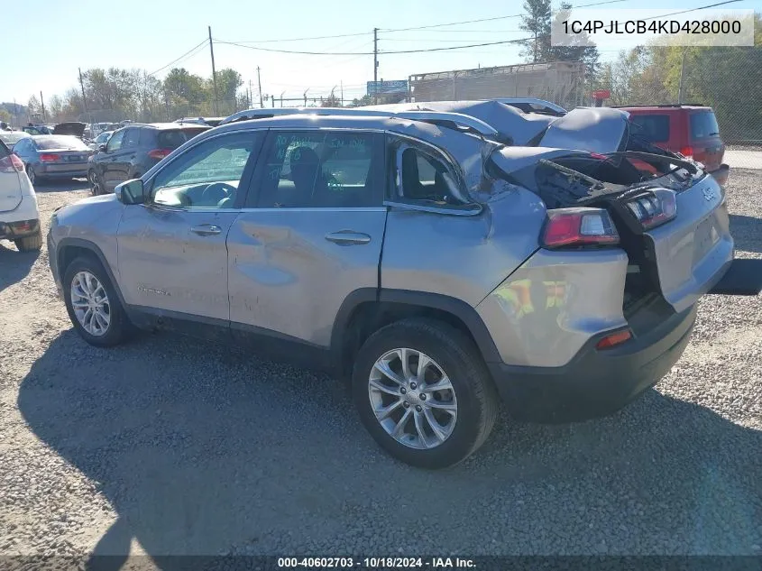 2019 Jeep Cherokee Latitude Fwd VIN: 1C4PJLCB4KD428000 Lot: 40602703