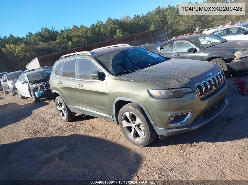 1C4PJMDXXKD209428 2019 Jeep Cherokee Limited 4X4