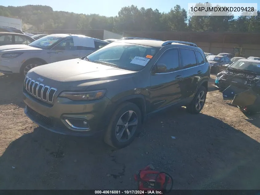 1C4PJMDXXKD209428 2019 Jeep Cherokee Limited 4X4