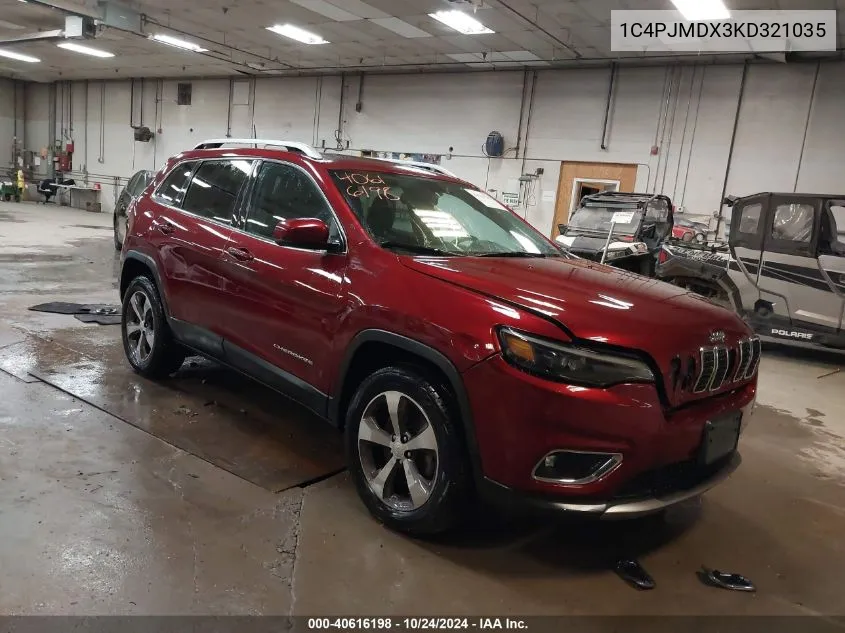 2019 Jeep Cherokee Limited 4X4 VIN: 1C4PJMDX3KD321035 Lot: 40616198