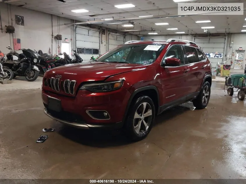 2019 Jeep Cherokee Limited 4X4 VIN: 1C4PJMDX3KD321035 Lot: 40616198