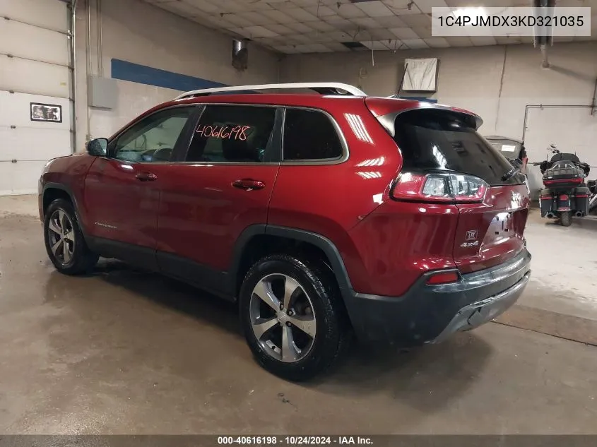 2019 Jeep Cherokee Limited 4X4 VIN: 1C4PJMDX3KD321035 Lot: 40616198