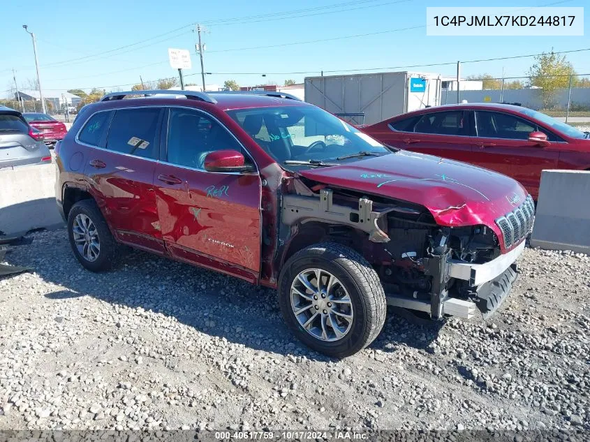 2019 Jeep Cherokee Latitude Plus VIN: 1C4PJMLX7KD244817 Lot: 40617759