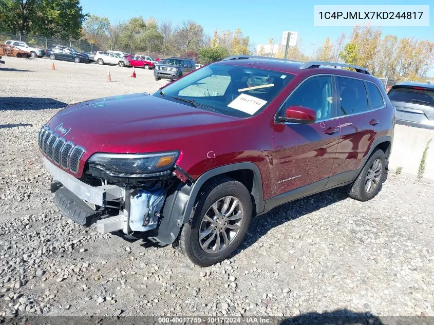 2019 Jeep Cherokee Latitude Plus VIN: 1C4PJMLX7KD244817 Lot: 40617759