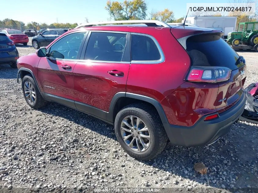 2019 Jeep Cherokee Latitude Plus VIN: 1C4PJMLX7KD244817 Lot: 40617759