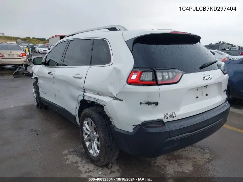 2019 Jeep Cherokee Latitude Fwd VIN: 1C4PJLCB7KD297404 Lot: 40632304