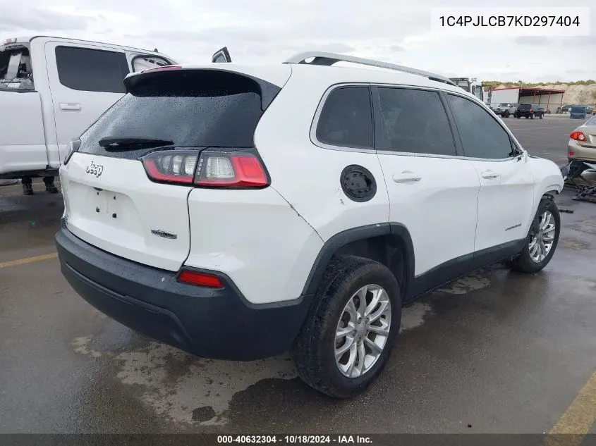 2019 Jeep Cherokee Latitude Fwd VIN: 1C4PJLCB7KD297404 Lot: 40632304