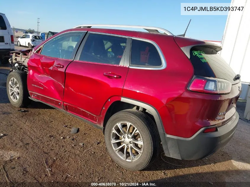 2019 Jeep Cherokee Latitude Plus VIN: 1C4PJMLB5KD393747 Lot: 40638070