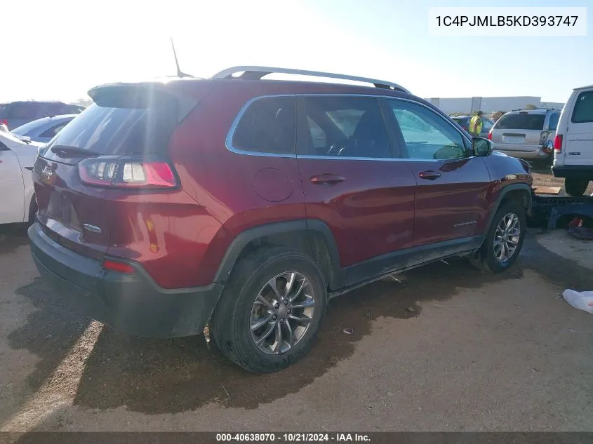 2019 Jeep Cherokee Latitude Plus VIN: 1C4PJMLB5KD393747 Lot: 40638070