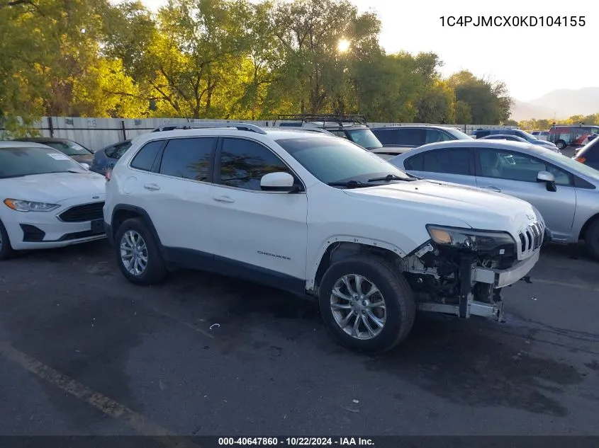 2019 Jeep Cherokee Latitude 4X4 VIN: 1C4PJMCX0KD104155 Lot: 40647860