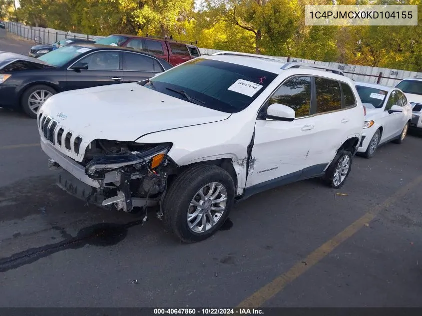 2019 Jeep Cherokee Latitude 4X4 VIN: 1C4PJMCX0KD104155 Lot: 40647860