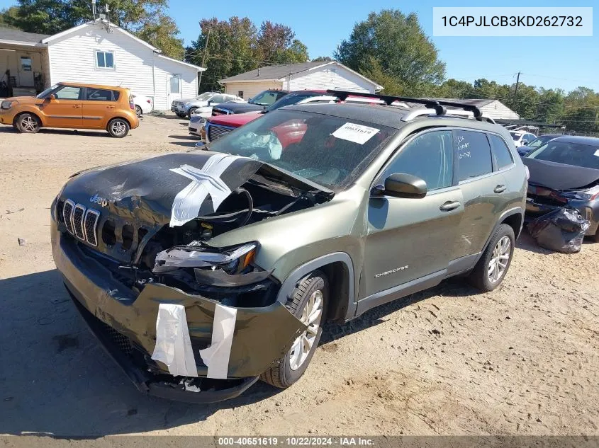 2019 Jeep Cherokee Latitude Fwd VIN: 1C4PJLCB3KD262732 Lot: 40651619