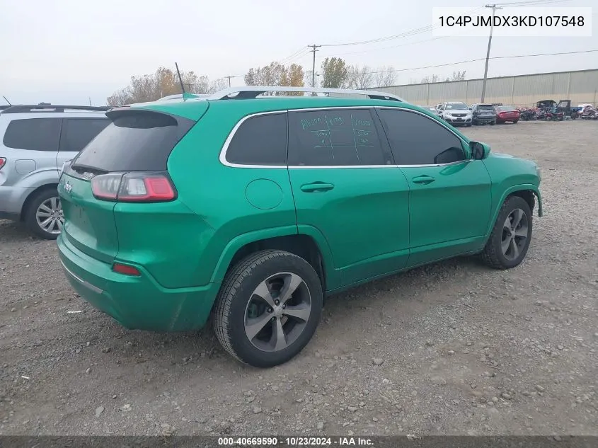 2019 Jeep Cherokee Limited 4X4 VIN: 1C4PJMDX3KD107548 Lot: 40669590