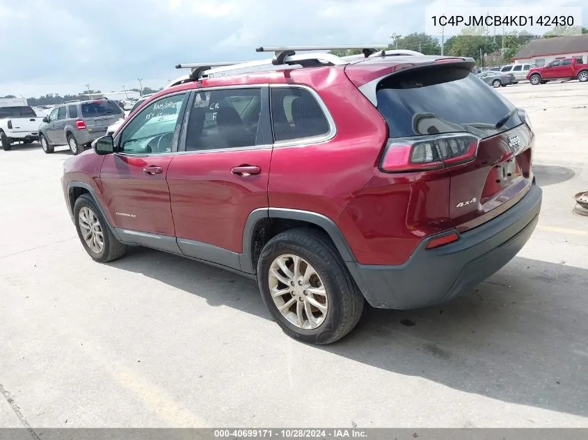 2019 Jeep Cherokee Latitude 4X4 VIN: 1C4PJMCB4KD142430 Lot: 40699171