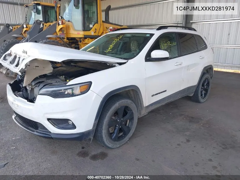 2019 Jeep Cherokee Altitude 4X4 VIN: 1C4PJMLXXKD281974 Lot: 40702360