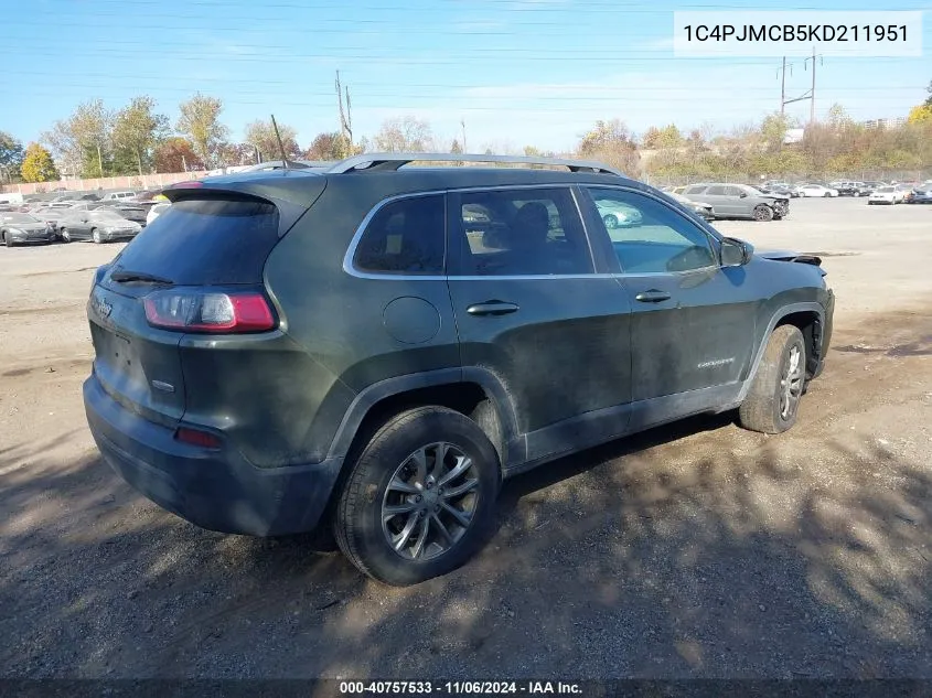 2019 Jeep Cherokee Latitude 4X4 VIN: 1C4PJMCB5KD211951 Lot: 40757533