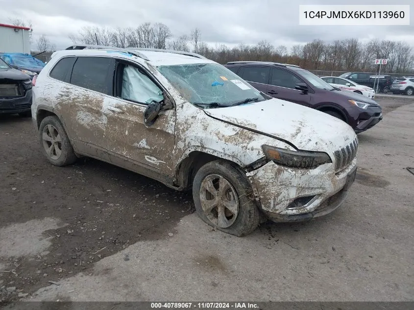 2019 Jeep Cherokee Limited 4X4 VIN: 1C4PJMDX6KD113960 Lot: 40789067