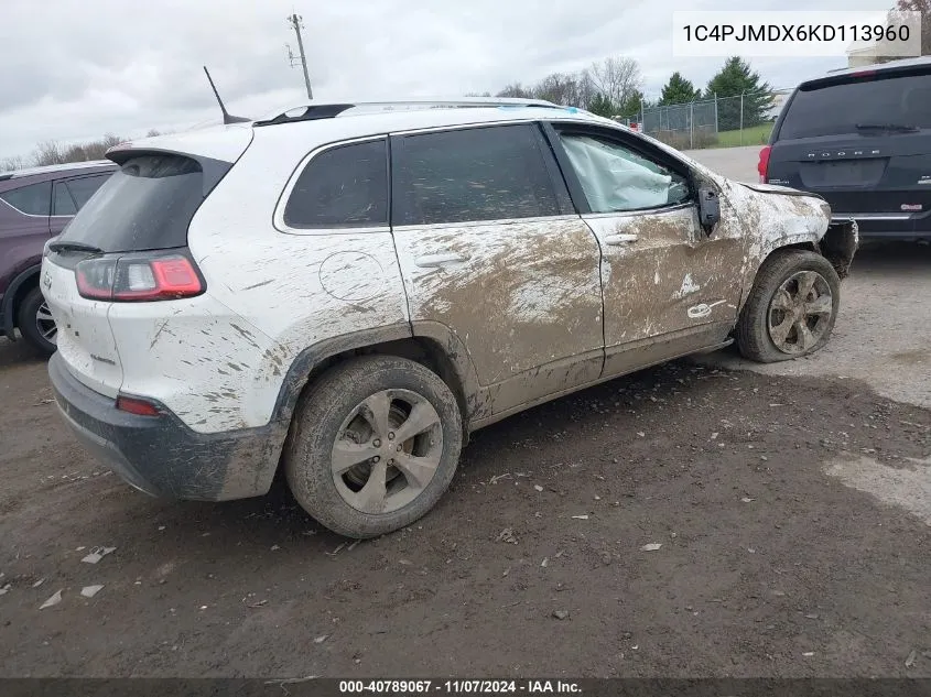 2019 Jeep Cherokee Limited 4X4 VIN: 1C4PJMDX6KD113960 Lot: 40789067