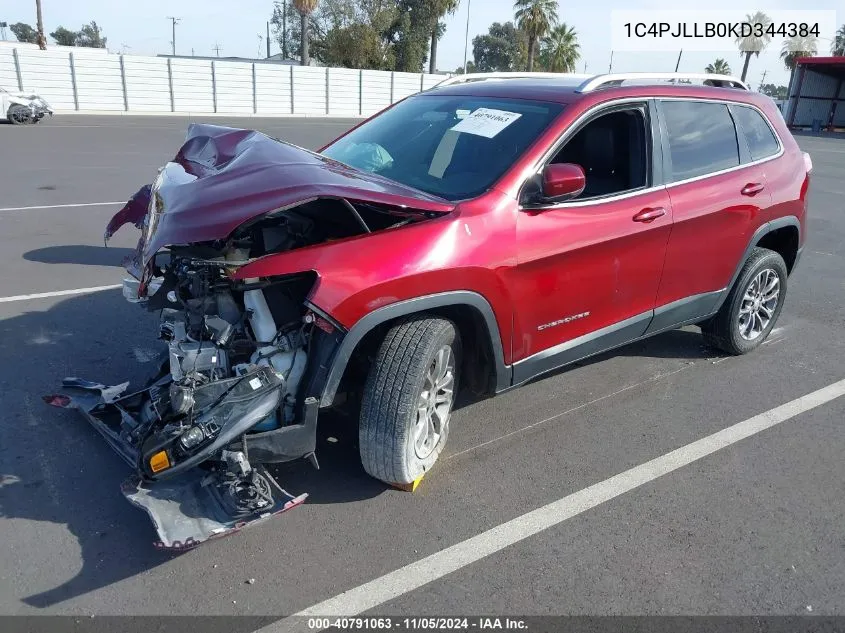 2019 Jeep Cherokee Latitude Plus Fwd VIN: 1C4PJLLB0KD344384 Lot: 40791063