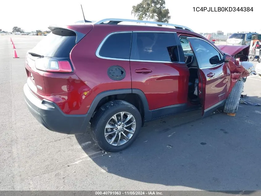 2019 Jeep Cherokee Latitude Plus Fwd VIN: 1C4PJLLB0KD344384 Lot: 40791063