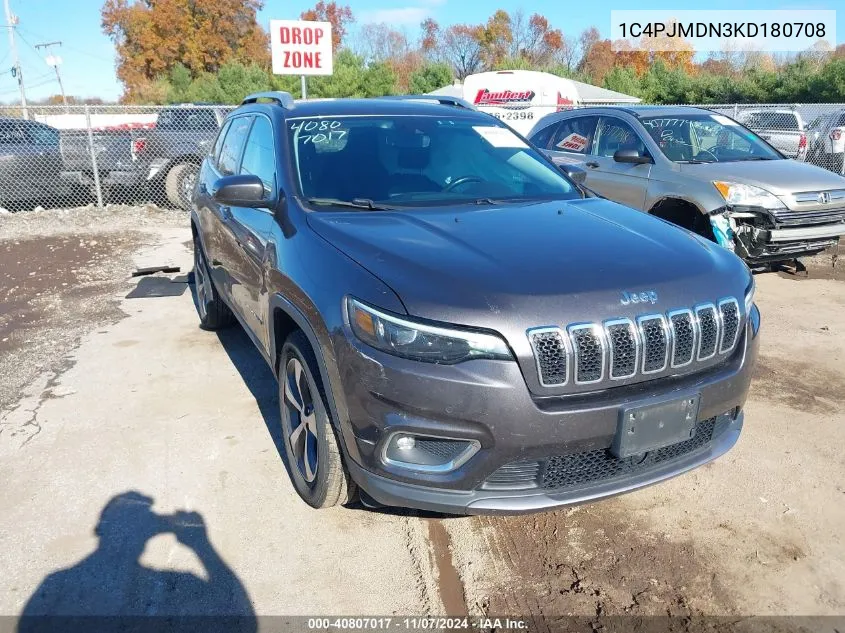 2019 Jeep Cherokee Limited 4X4 VIN: 1C4PJMDN3KD180708 Lot: 40807017