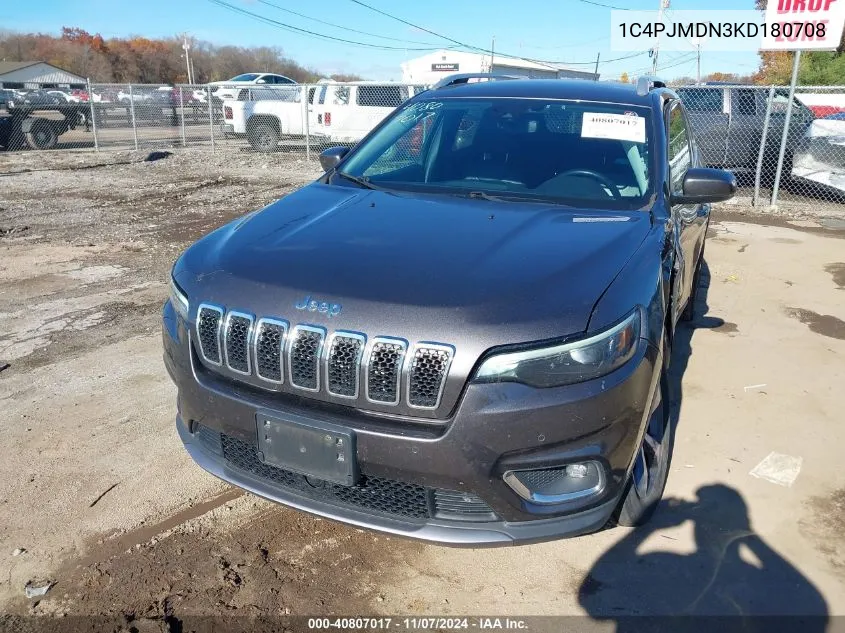 2019 Jeep Cherokee Limited 4X4 VIN: 1C4PJMDN3KD180708 Lot: 40807017