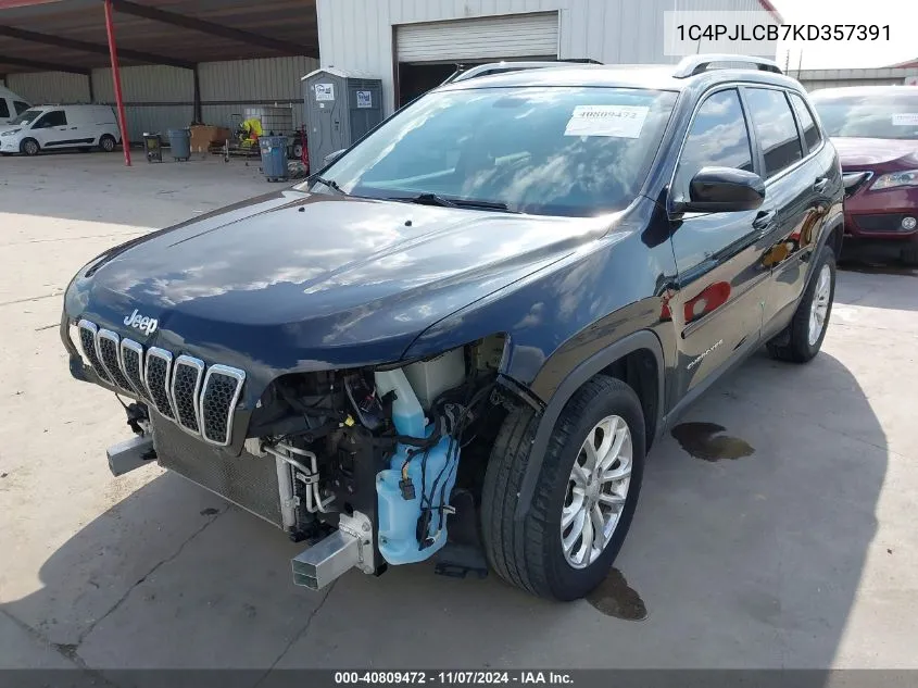 2019 Jeep Cherokee Latitude Fwd VIN: 1C4PJLCB7KD357391 Lot: 40809472