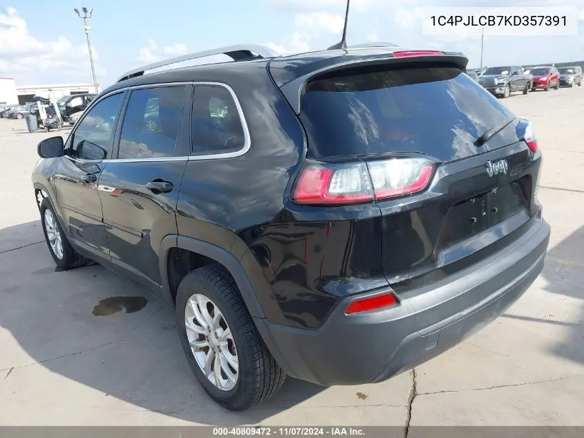 2019 Jeep Cherokee Latitude Fwd VIN: 1C4PJLCB7KD357391 Lot: 40809472