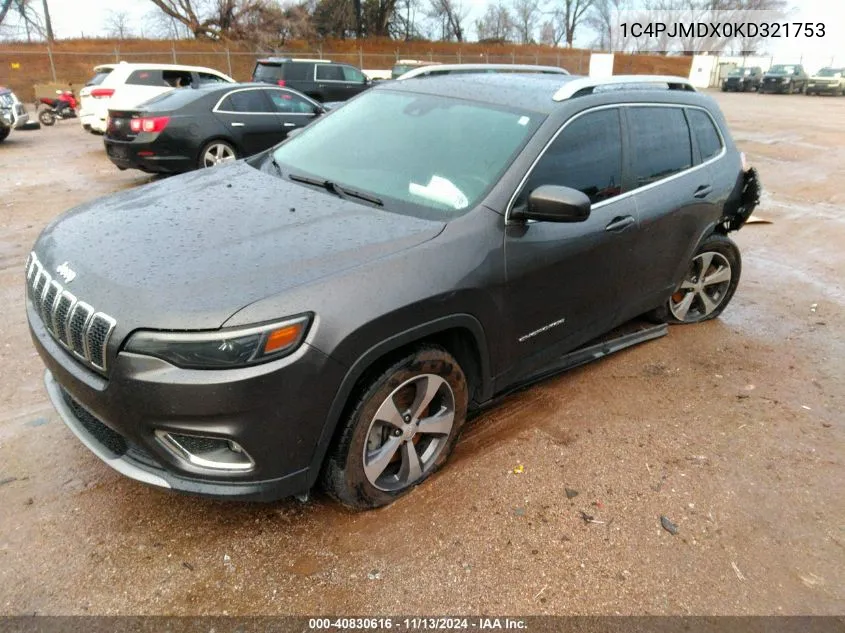 2019 Jeep Cherokee Limited 4X4 VIN: 1C4PJMDX0KD321753 Lot: 40830616