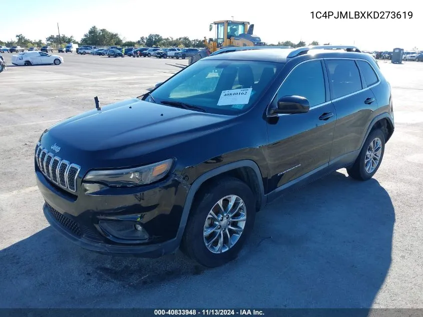 2019 Jeep Cherokee Latitude Plus 4X4 VIN: 1C4PJMLBXKD273619 Lot: 40833948