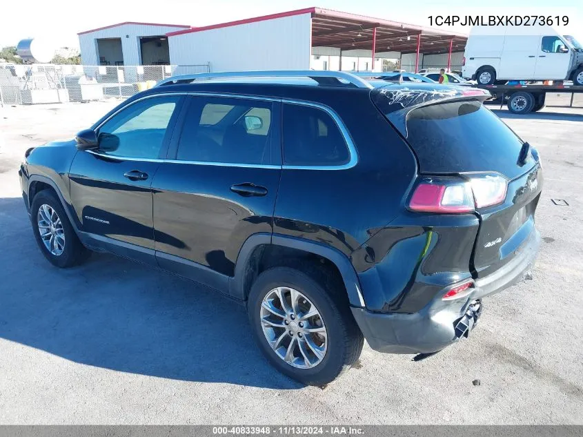 2019 Jeep Cherokee Latitude Plus 4X4 VIN: 1C4PJMLBXKD273619 Lot: 40833948