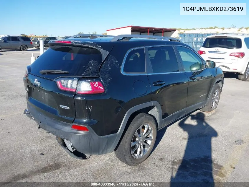 2019 Jeep Cherokee Latitude Plus 4X4 VIN: 1C4PJMLBXKD273619 Lot: 40833948