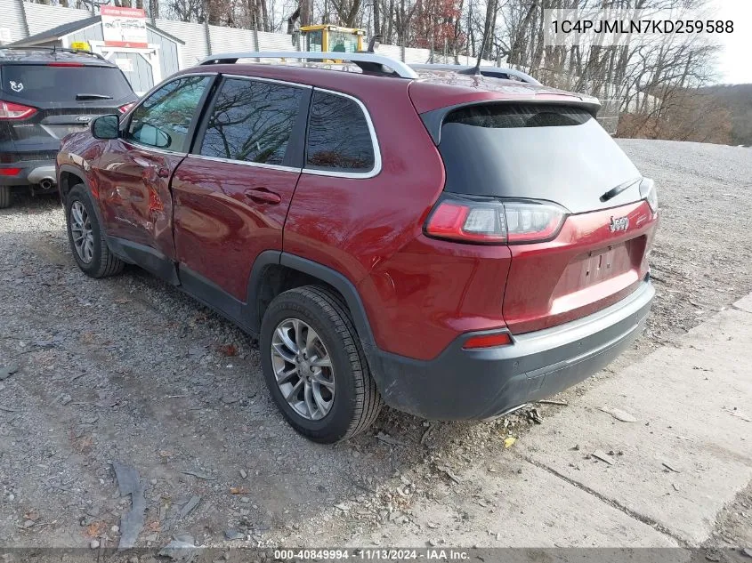 2019 Jeep Cherokee Latitude Plus 4X4 VIN: 1C4PJMLN7KD259588 Lot: 40849994