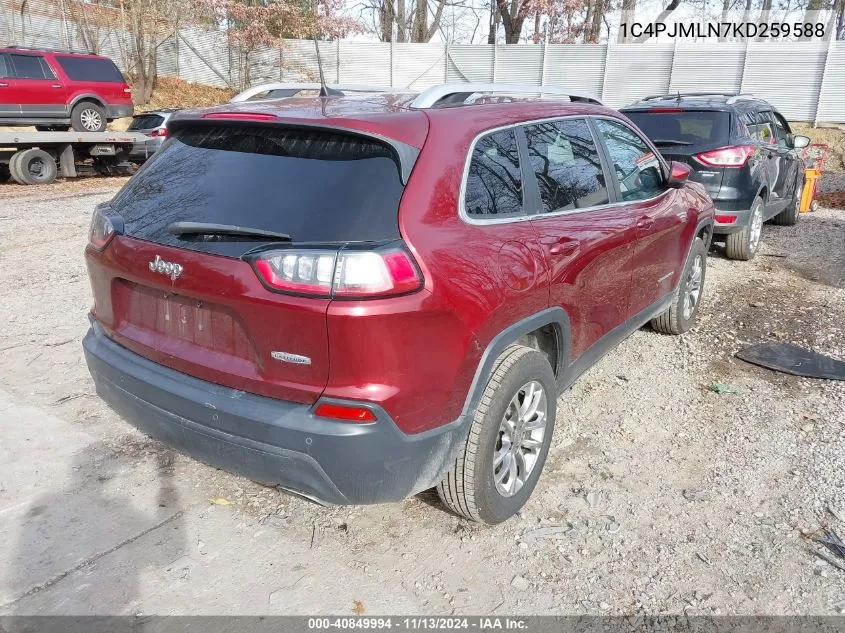 2019 Jeep Cherokee Latitude Plus 4X4 VIN: 1C4PJMLN7KD259588 Lot: 40849994