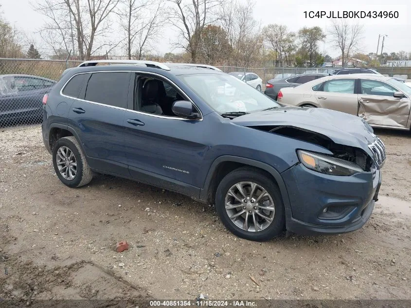 2019 Jeep Cherokee Latitude Plus Fwd VIN: 1C4PJLLB0KD434960 Lot: 40851354