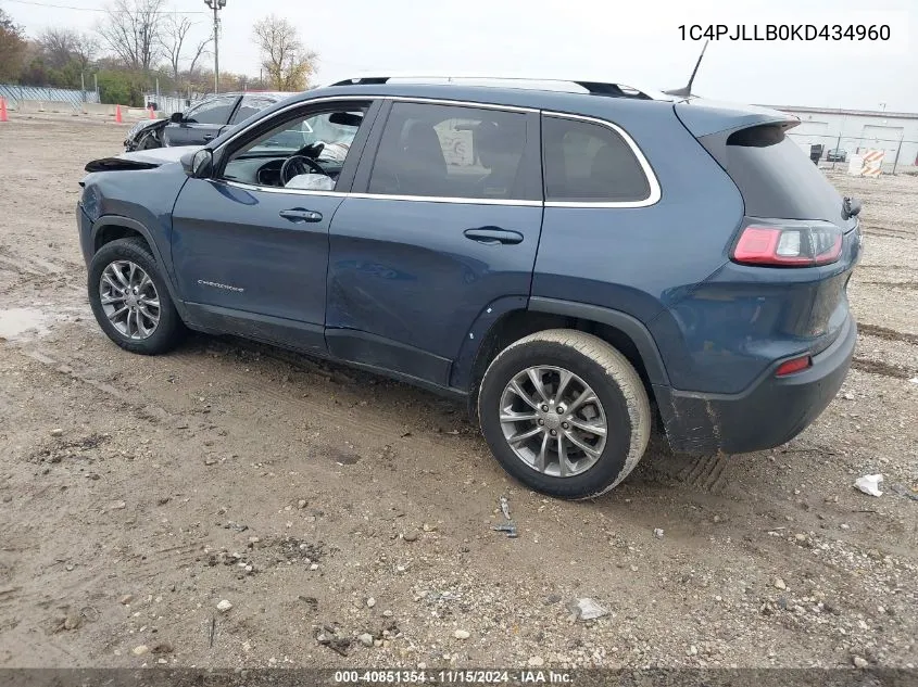 2019 Jeep Cherokee Latitude Plus Fwd VIN: 1C4PJLLB0KD434960 Lot: 40851354