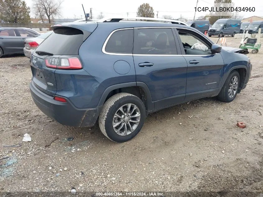 2019 Jeep Cherokee Latitude Plus Fwd VIN: 1C4PJLLB0KD434960 Lot: 40851354