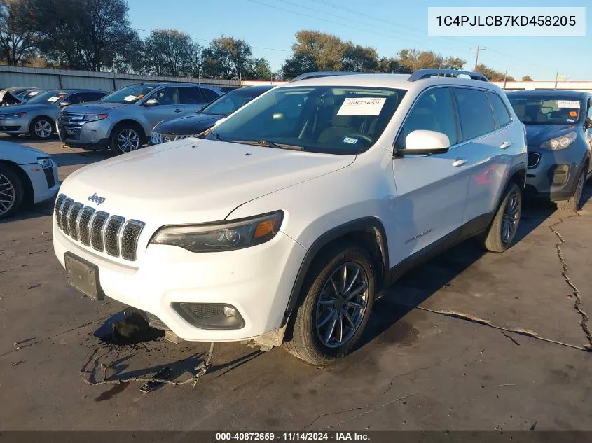 2019 Jeep Cherokee Latitude Fwd VIN: 1C4PJLCB7KD458205 Lot: 40872659