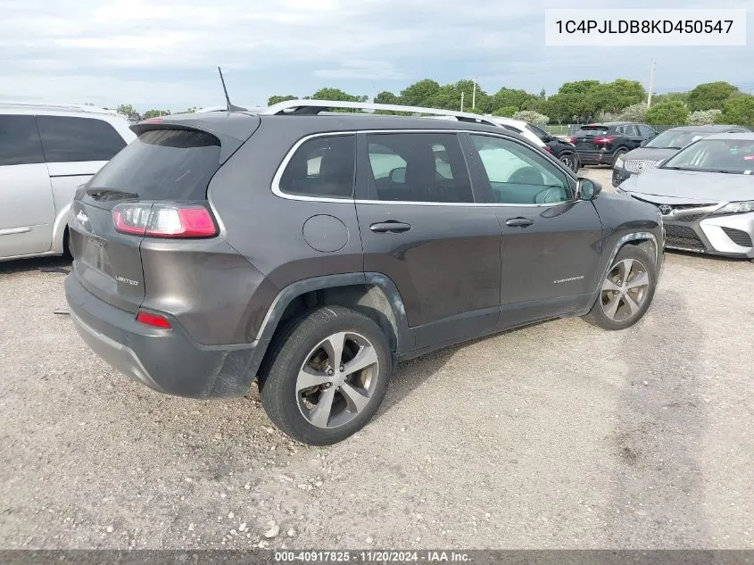 2019 Jeep Cherokee Limited Fwd VIN: 1C4PJLDB8KD450547 Lot: 40917825