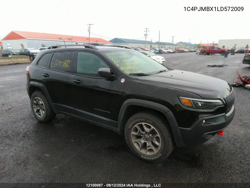 2020 Jeep Cherokee Trailhawk VIN: 1C4PJMBX1LD572009 Lot: 12100087