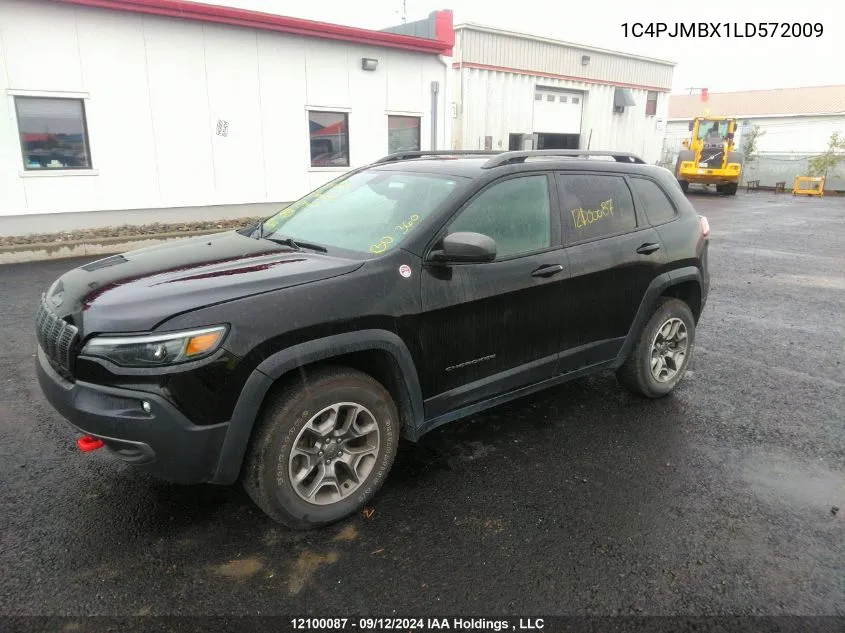 2020 Jeep Cherokee Trailhawk VIN: 1C4PJMBX1LD572009 Lot: 12100087