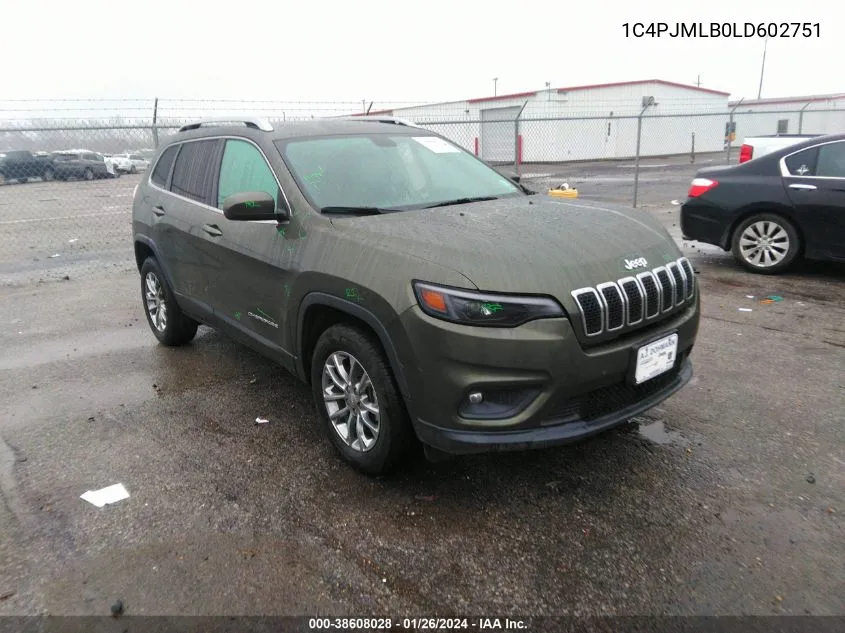 2020 Jeep Cherokee Latitude Plus 4X4 VIN: 1C4PJMLB0LD602751 Lot: 38608028