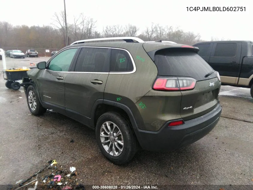 2020 Jeep Cherokee Latitude Plus 4X4 VIN: 1C4PJMLB0LD602751 Lot: 38608028