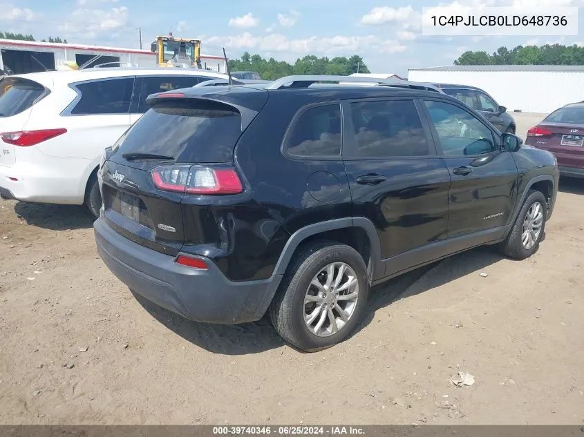 1C4PJLCB0LD648736 2020 Jeep Cherokee Latitude Fwd