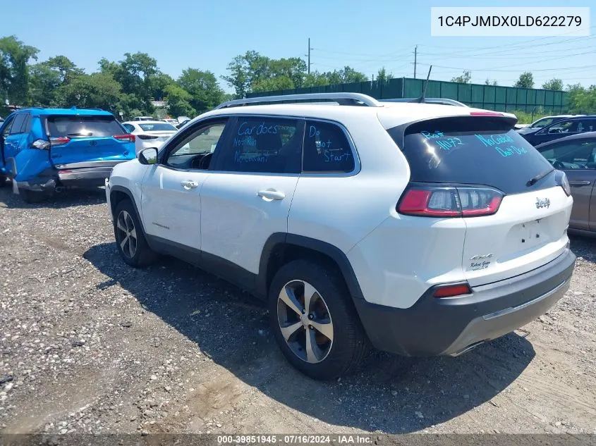 2020 Jeep Cherokee Limited 4X4 VIN: 1C4PJMDX0LD622279 Lot: 39851945