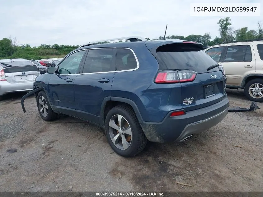 2020 Jeep Cherokee Limited VIN: 1C4PJMDX2LD589947 Lot: 39875214