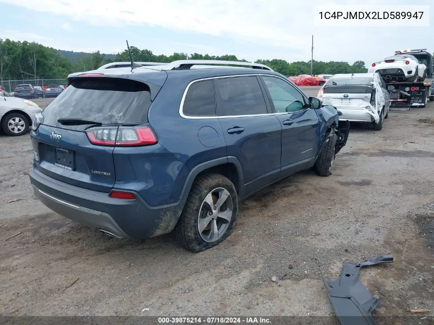 2020 Jeep Cherokee Limited VIN: 1C4PJMDX2LD589947 Lot: 39875214