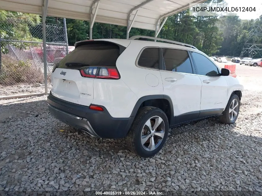 2020 Jeep Cherokee Limited 4X4 VIN: 1C4PJMDX4LD612404 Lot: 40025319