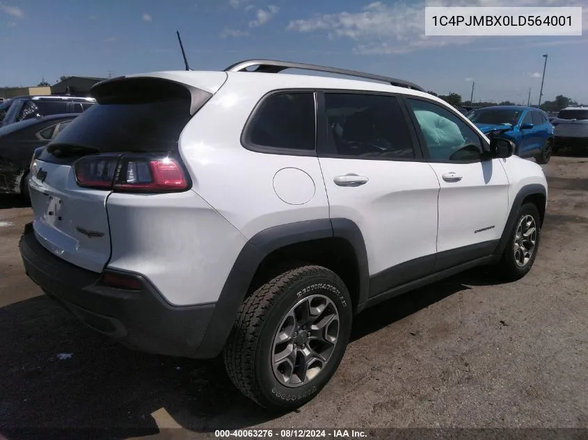 2020 Jeep Cherokee Trailhawk 4X4 VIN: 1C4PJMBX0LD564001 Lot: 40063276