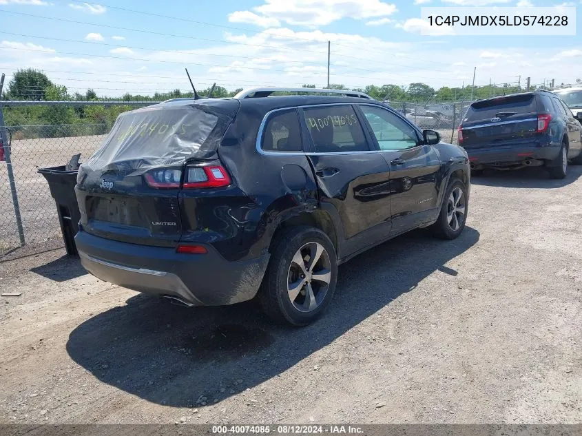 2020 Jeep Cherokee Limited 4X4 VIN: 1C4PJMDX5LD574228 Lot: 40074085